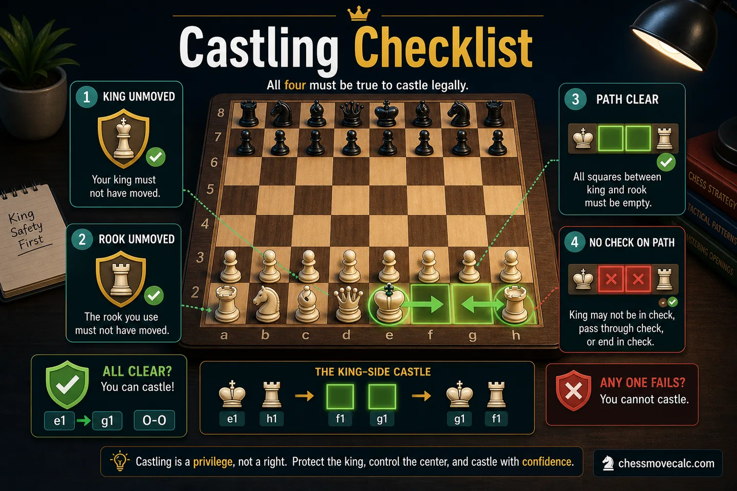 A move-by-move castling check you can use during real games