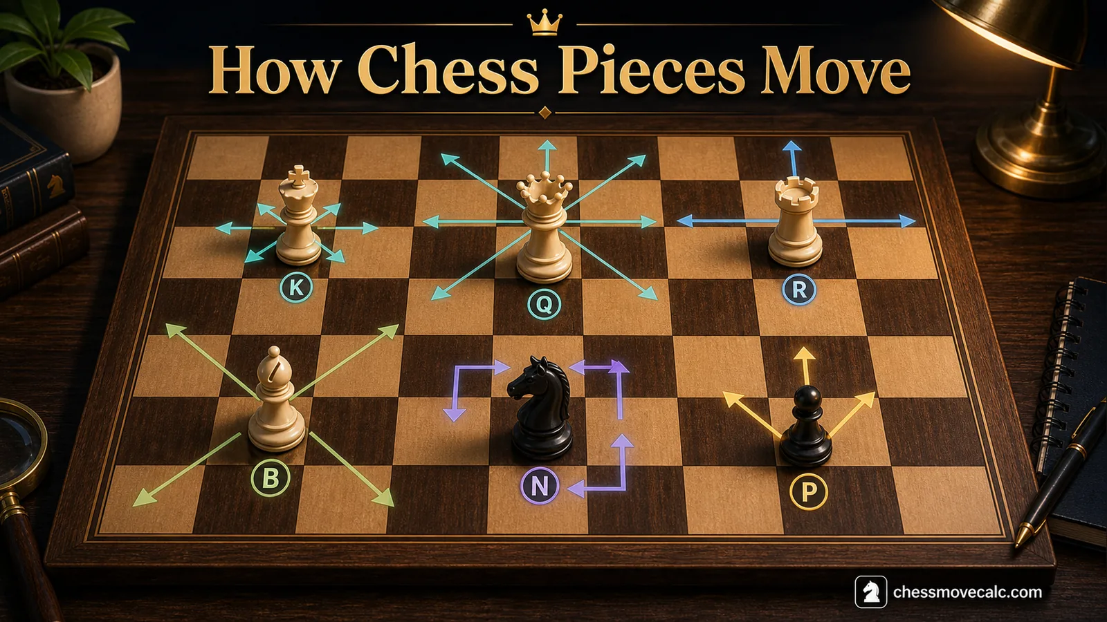How Chess Pieces Move hero infographic