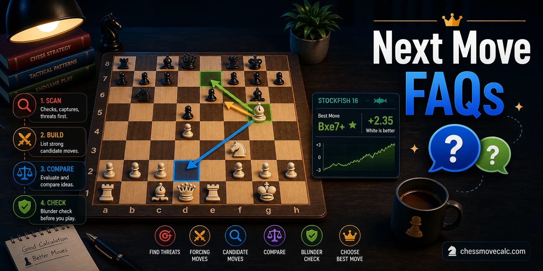 Next move FAQs banner graphic for chess calculation article