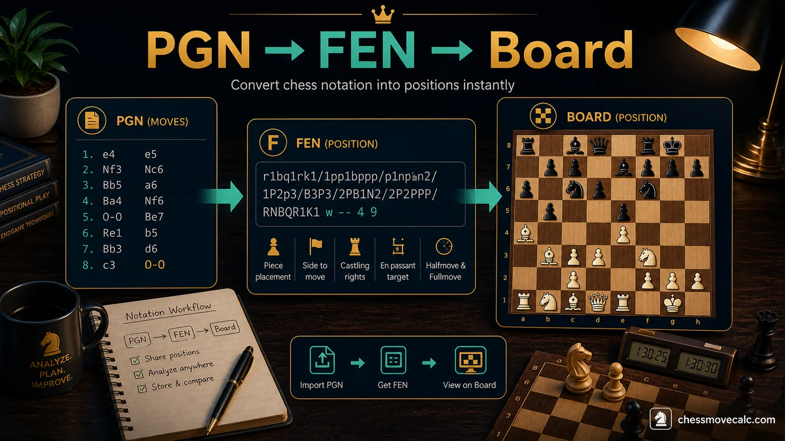 How to Convert PGN, FEN, and Chess Notation hero infographic
